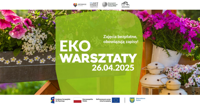 Plakat informacyjny wydarzeniu pt. "EKO Warsztaty!" jego terminie oraz miejscu.