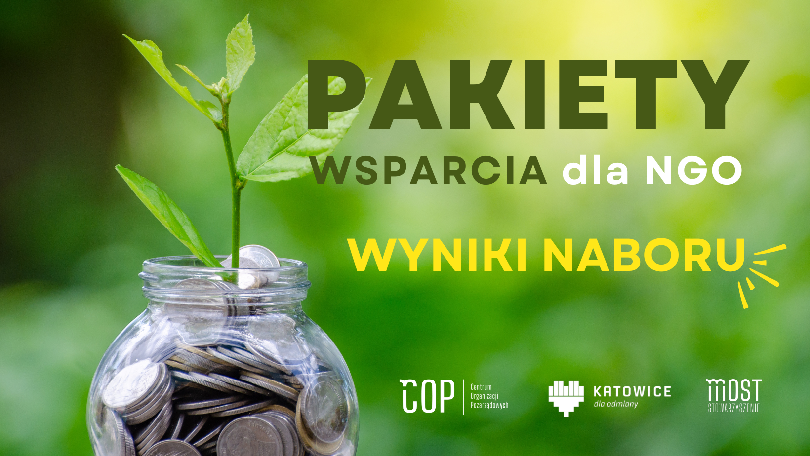 Plakat informacyjny o wynikach nabory na Pakiety Wsparcia dl NGO