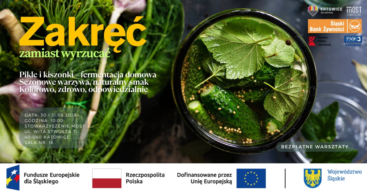 Plakat informujący o wydarzeniu "Zakręć zamiast wyrzucać - trzecia edycja" jego terminie oraz miejscu